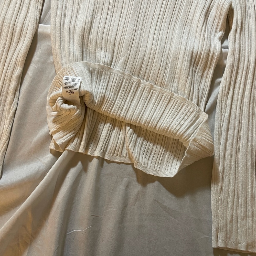Time and Tru Off-White Ribbed Sweater Size L 12/14 - Picture 3 of 7